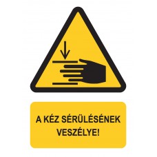 Figyelmeztető jelzések - A kéz sérülésének veszélye!